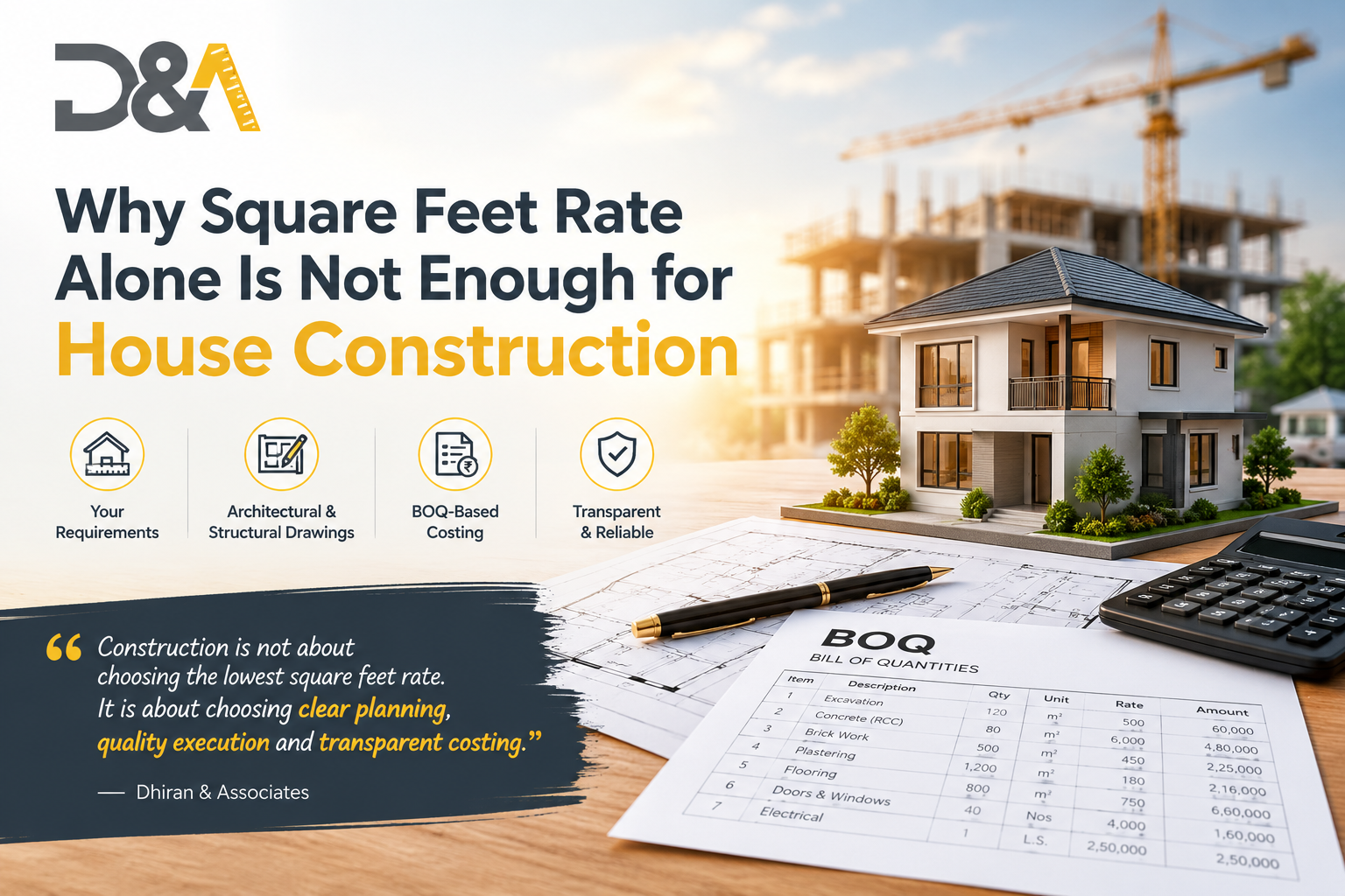 Why Square Feet Rate Alone Is Not Enough for House Construction